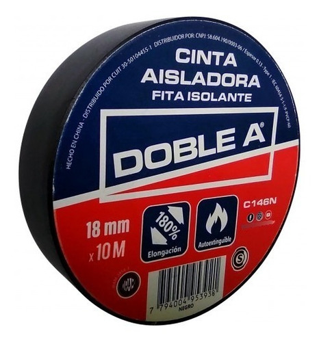 Cinta Aisladora Doble A Varios Colores 18mm X 10 Mts (lanus)