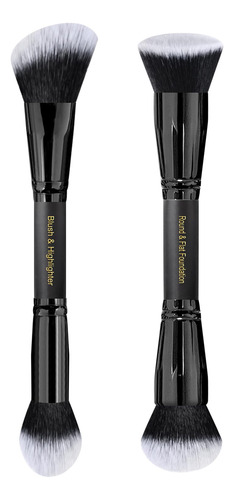 Loryp Black Makeup Brushes - Juego De 2 Brochas De Maquillaj