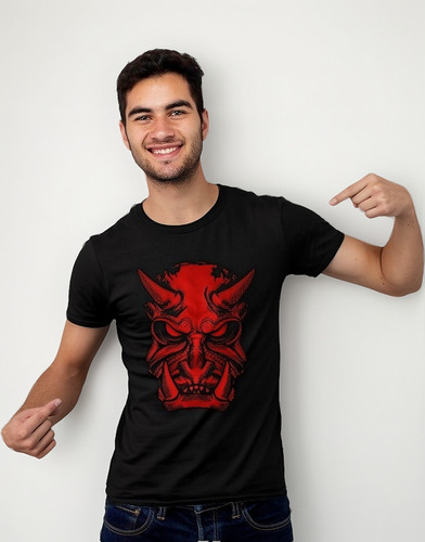Playera Negra Demonio Samurai Para Hombre Talla Xl