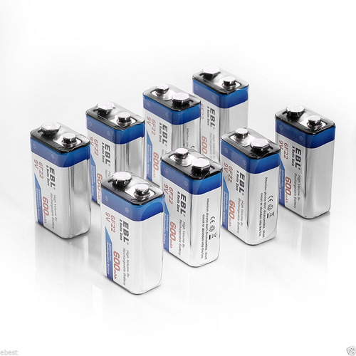 Pack 8 Ebl 6f22 9v 600mah De Iones De Litio Recargable Bater