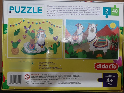 Puzzle Didacta Llama- 2 Puzzles De 48 Piezas. Sin Uso (Usado)