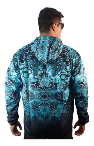 Imagem 3 de 6 de Jaqueta Corta Vento Impermeável Brk Blue Snake Com Uv50+