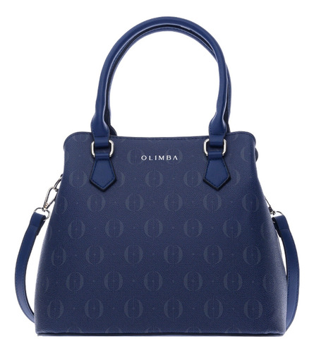 Bolsa Satchel Olimba Mujer De Moda Grande Amplia 88524 Azul Lisa Oro