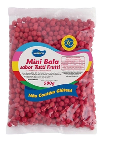 Mini Bala Tutti Frutti Vermelha - 500g - Horizon