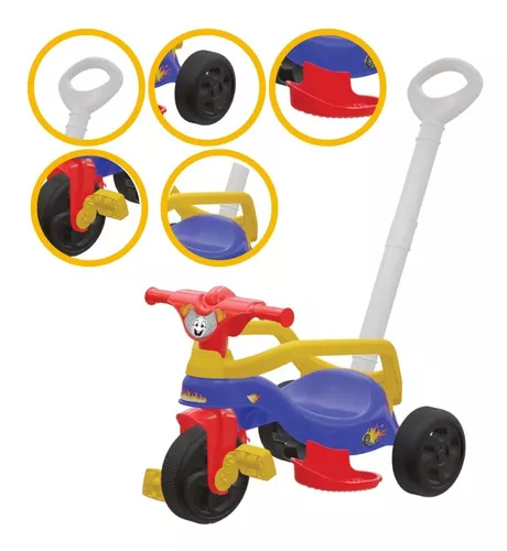 Triciclo Infantil Motoca Mickey com Empurrador e Proteção Xalingo