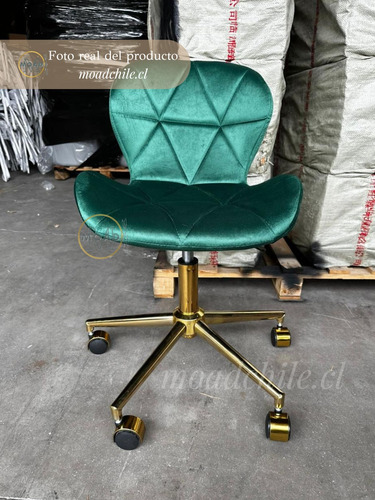 Silla De Escritorio Acolchada Mariposa Felpa Y Base Dorada
