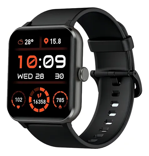 Reloj Smartwatch Blackview Modelo R50 De 1.85´ Hd Llamadas Caja Negro Malla Negro Bisel Negro Diseño De La Malla Liso