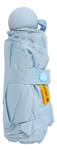 Parasol Mini Compacto Azul Plegable Para Días Soleados Y Llu