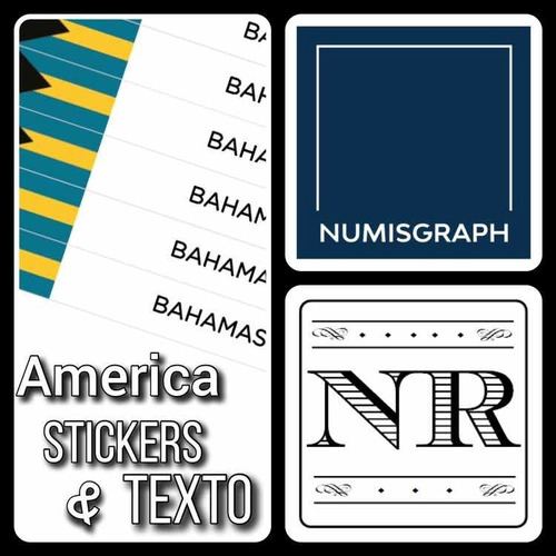 Imagen 1 de 4 de Banderas + Texto - Numisgraph - America - 8 Mm - Autoadh.