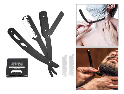 Maquinilla De Afeitar De Barbero De Acero Inoxidable Negro