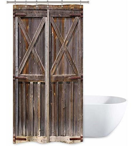 Cortina De Baño Riyidecor Stall Wooden Barn Door Shower Cur