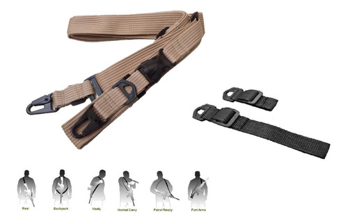 Sling Porta Fusil Tactico 2 Y 3 Puntos Caceria Marcadora Tan