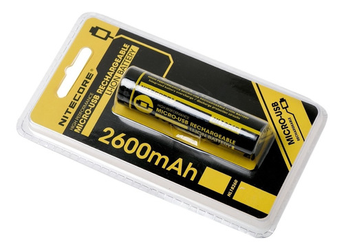 Pila Nitecore Nl1826r 3.6 Volt 2600mah 18650 Recargable Usb.