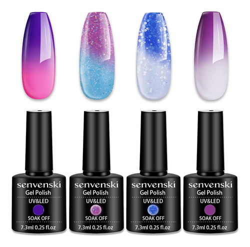 Senvenski Esmalte De Uñas De Gel Que Cambia De Color, Negro