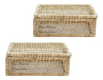 Comprar Kit 2 Cestas Maletas Nº 3 Palha De Milho Caixa Bau