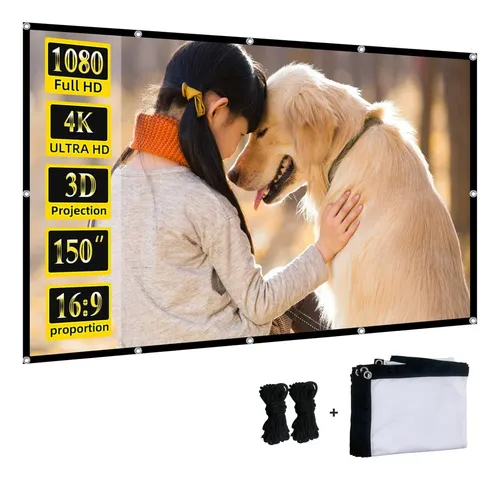 Pantalla Proyector Enrollable De 150 Pulgadas, Fácil Montaje