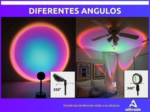 Imagen 6 de 10 de Lampara Proyector Atardecer 16 Colores Sunset Control Usb