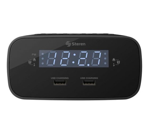 Radio Reloj Despertador Digital Fm Doble Cargador Usb Steren