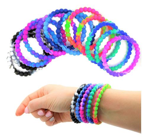 Zugar Land Pulseras De Goma Coloridas Con Cuentas De Teñid.