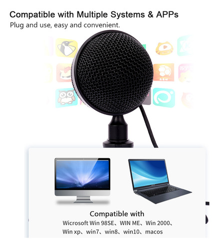 Micrófono De Condensador Usb Para Potaje, Grabación Y Doblaj