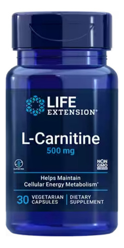 Life Extension, L-carnitina, 500 Mg, 30 Cápsulas Vegetariana Sabor No Flavor