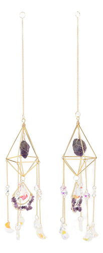 Carillón De Viento Colgante De Cristal Violeta, Con Forma De