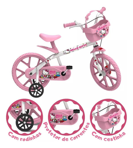 Bicicleta Aro 14 Hello Kitty Brinquedos Bandeirante