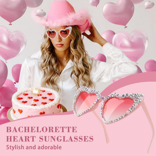 Óculos De Sol Justotry Bride To Be Heart Shape Pink Com Stra
