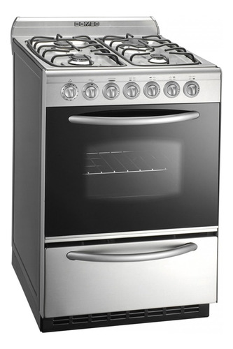 Cocina Domec Cxulev A Gas 4 Hornallas Acero Inox Con Visor