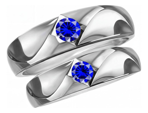 Argollas Sólida Plata Certificada Y Zafiros Loversparsol Blanco