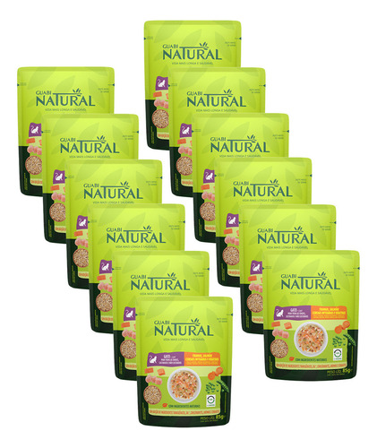 Sachê Guabi Natural Gatos Frango Salmão Cereais 85g 12un
