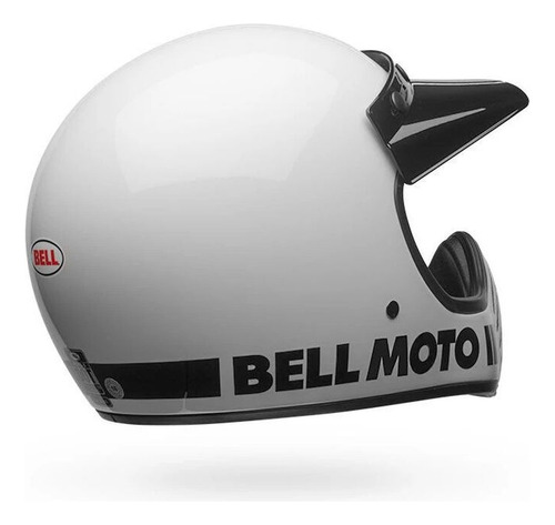Casco Moto Bell Moto-3 Integral Sin Visor Fibra De Vidrio Blanco Classic Gloss White Xl