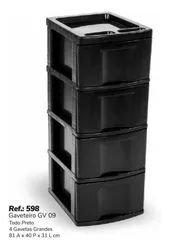 Comprar Gaveteiro Plástico Preto 4 Gavetas Grandes Agraplast no Mercado Livre