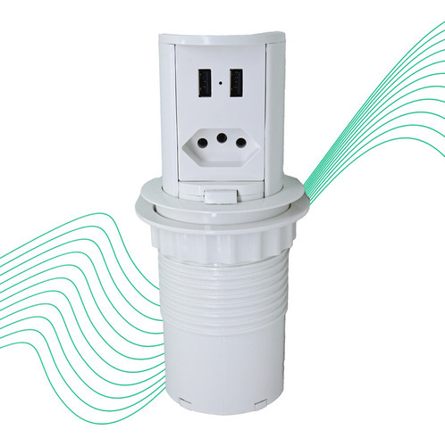 Mini Torre De Tomada Mesa Bancada 1 Tomada 2 Usb Totem 2220w Cor Branco