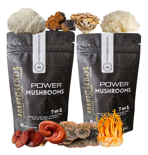 Hongos Adaptógenos 100% Puros Mushrooms Blend 7 En 1 - Pack2