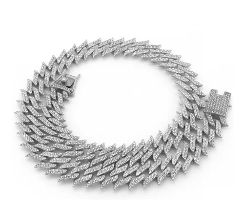 comprar Cadena Cubana Espinas Enchapada En Plata 50cm