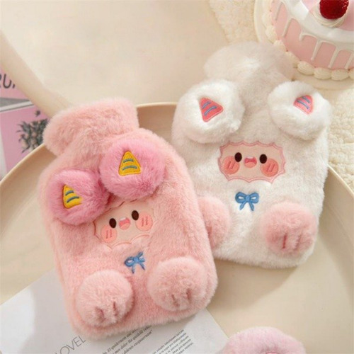 Bolsa De Agua Caliente Infantil Con Funda De Peluche 800 Ml Rosa