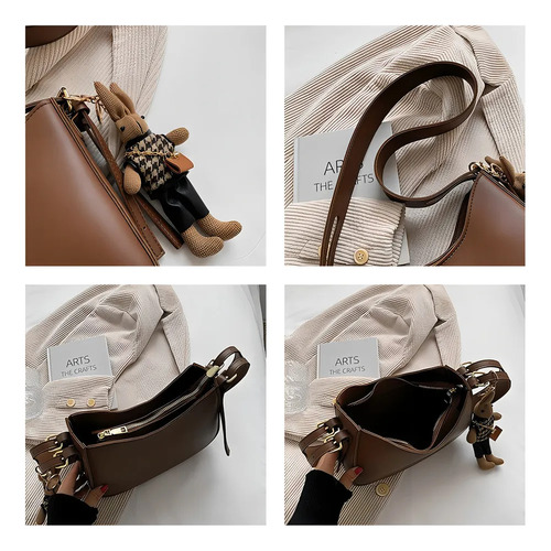 L Bolsa Feminina Transversal Com Design Retro, Versátil E