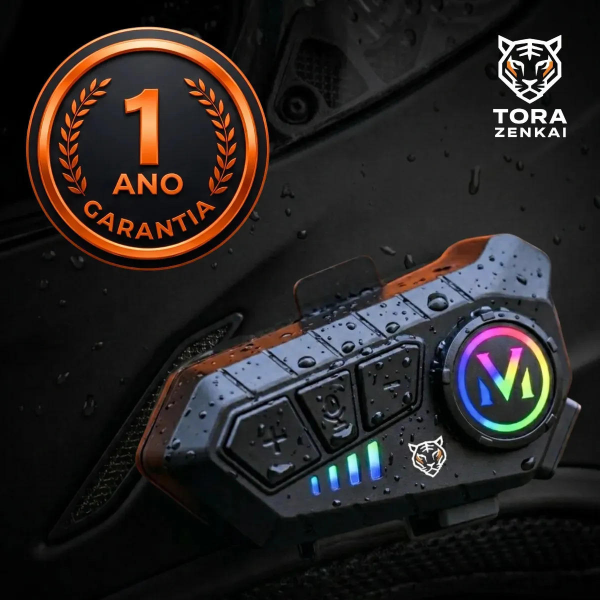 Fone Bluetooth Capacete Tora Zenkai 5.3 Voz Resistente Água 36h