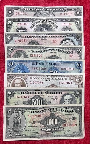 8 Billetes Mexicanos Abnc