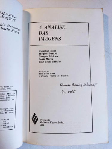 Livro A Análise Das Imagens Christian Metz E Outros