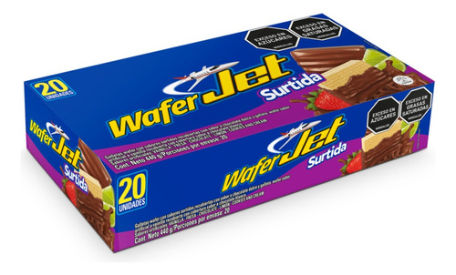 Chocolatina Jet Wafer Surtida Plegadiza X 20 Unidades