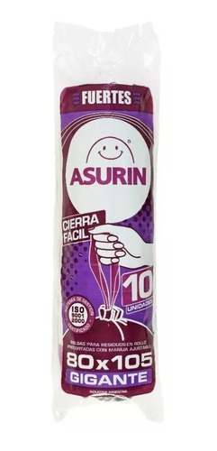 Bolsas De Residuos Asurin Gigante 80x105 Cierra Facil 10 U 