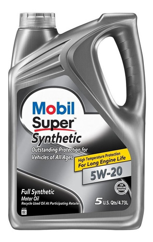 Aceite 100% Sintético Mobil Super Synthetic 5w-20 4.73l