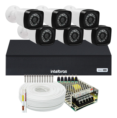 Kit Cftv 6 Cameras Full 1080p Dvr Intelbras Sem Hd Mhdx 1008