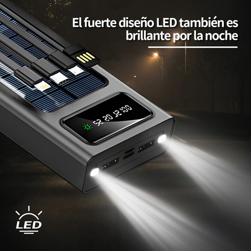 Power Bank Bateria Portátil 30000mah Carga Rápida Con Luz