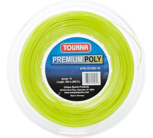 Cuerda De Tenis Tourna Premium Poly, Resistente Y Amarilla