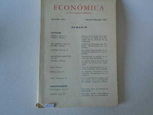 Económica - La Plata - Año X V I I - N° 3 - Set /  Dic 1971