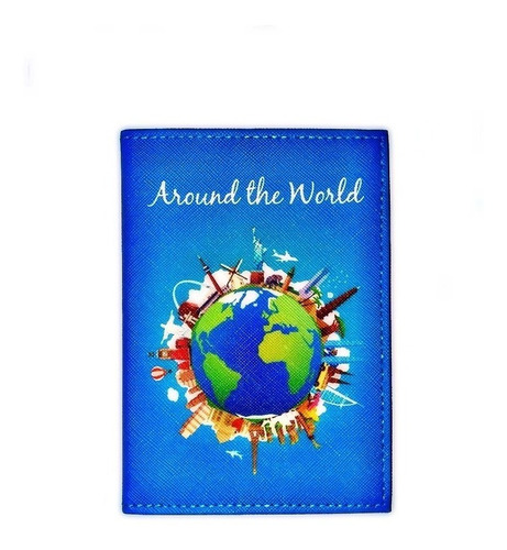 Porta Pasaporte Travel Around The World Azul Cool Bags
