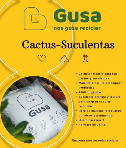 Sustrato Cactus-suculenta Gusa 25l